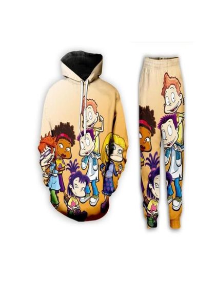 

new fashion menwomens cartoon network rugrats funny 3d casual print hoodiepants zx152601883, Gray