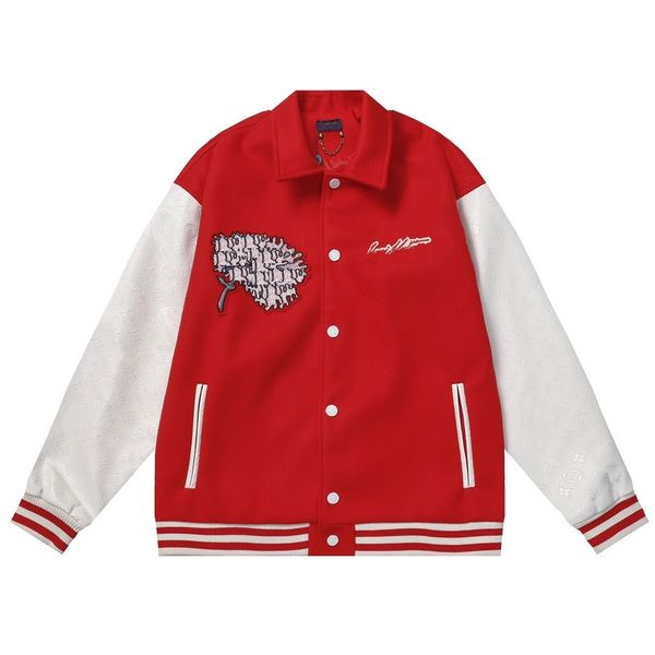 

designer new red embroidered towel embroidered baseball jacket coat, Black;brown