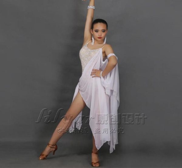 

stage wear latin dance skirt competition tango rumba samba white elegant dancing dress sparkly rhines performance wearstage3765749, Black;red