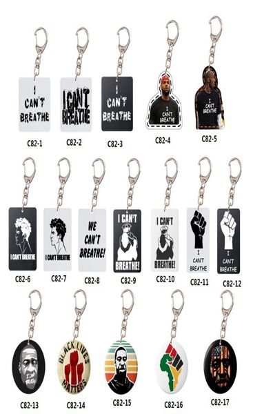 

i can039t breathe acrylic keychain key ring protest blm black lives matter i cant breathe multicolor key chains jewelry accesso6413070, Slivery;golden