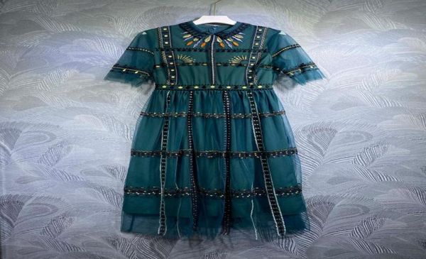 

spring and summer new lapel mesh embroidered long dress0128907442, Black;gray