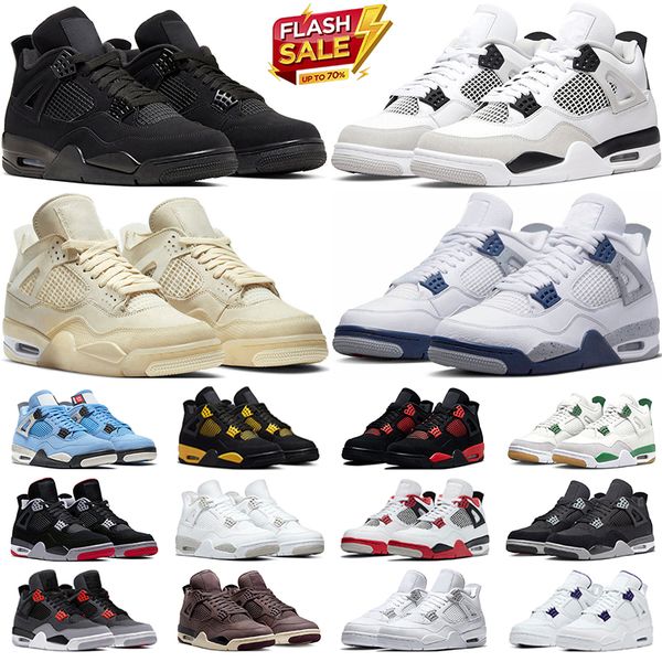 

men women jumpman 4 basketball shoes 4s black cat military black red thunder university blue pine green bred white cement mens trainers snea