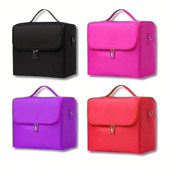 

4 layer foldable makeup bag with handle - organize and travel in style - perfect for women's makeup and travel essentials