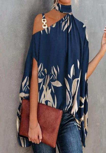 

women039s blouses stylish casual halter batwing sleeve breathable black white patchwork ink flower print fashion blouse1499483
