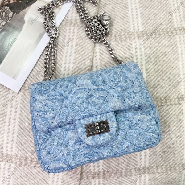 

small fragrant mountain camellia denim love rhombic chain square fat small square bag one shoulder messenger bag 23bags