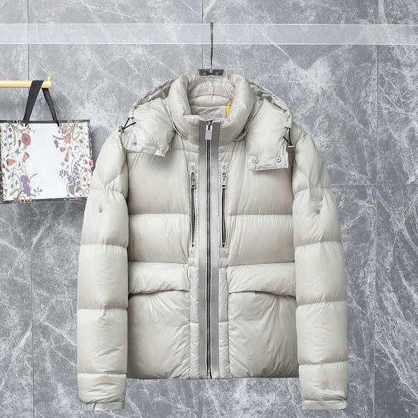 

designer winter men's down coat long sleeve hooded down jacket trench coat down jacket casual men's printed coat thick warm coat a, Black