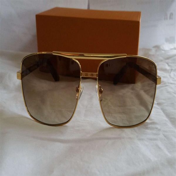 

attitude sunglasses square metal gold frame brown shades 59mm glasses eye wear pilot men sunglasses with box298g, White;black