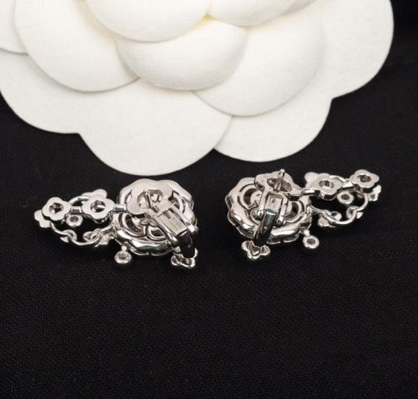 

s925 silver charm flower design stud earring wth diamond for women wedding jewelry gift have box stamp ps42588798798, Golden