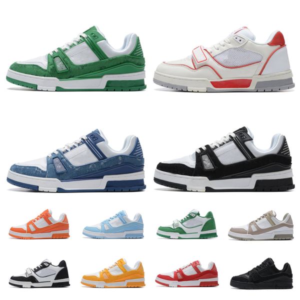 

luxurys flat designer sneaker virgil trainer casual shoes denim canvas leather abloh white green red blue letter overlays fashion platform m, Black