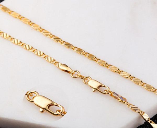 

2mm flat chain necklace for women men hip hop 18k gold plated christmas jewelry statement necklaces pendant accessories 16182021395411, Silver