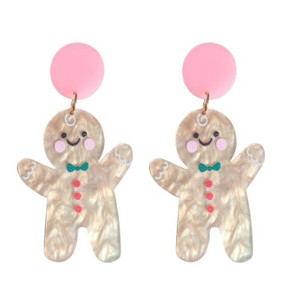 

new christmas gingerbread man drop earring for women trendy jewelry acrylic earrings fashion girl039s cute accessories8058988, Silver