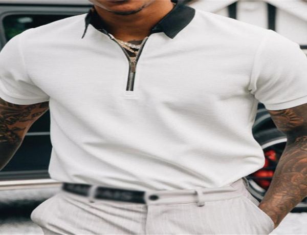 

men039s t shirts slim polo summer short sleeve knitted solid turndown collar pullover casual mens clothes1662865, White;black