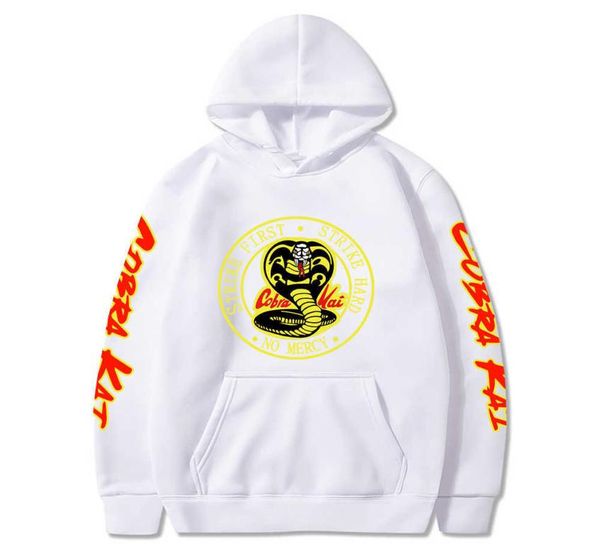 

cobra kai hoodies strike hard strike first no mercy printed hooded cobra kai casual pullovers hoodie x06106936067, Black