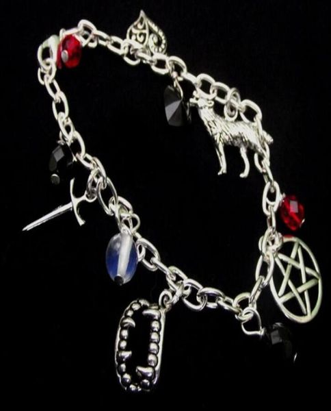 

vampire teeth charms cuff bracelet vintage silver gothic witchcraft gems pentagram wolf sword bohemian anklets bracelets women jew5884522, Golden;silver