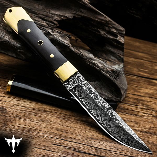

tactical fixed blade hunting knife damascus steel steel blade camping outdoor self-defense tools survival saber
