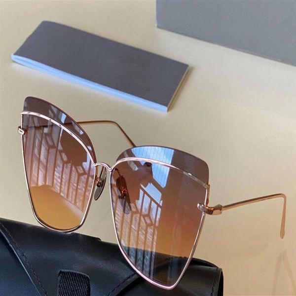 

women cat eye sunglasses star spann 531 rose gold grey to peach fashion design sunglasses with box2744, White;black