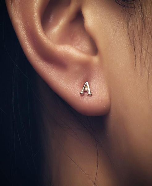 

fashion diy tiny initial 26 letters earring set girls bridesmaids gift cute mashup alphabet stud earrings jewelry brincos lot3904685, Golden;silver