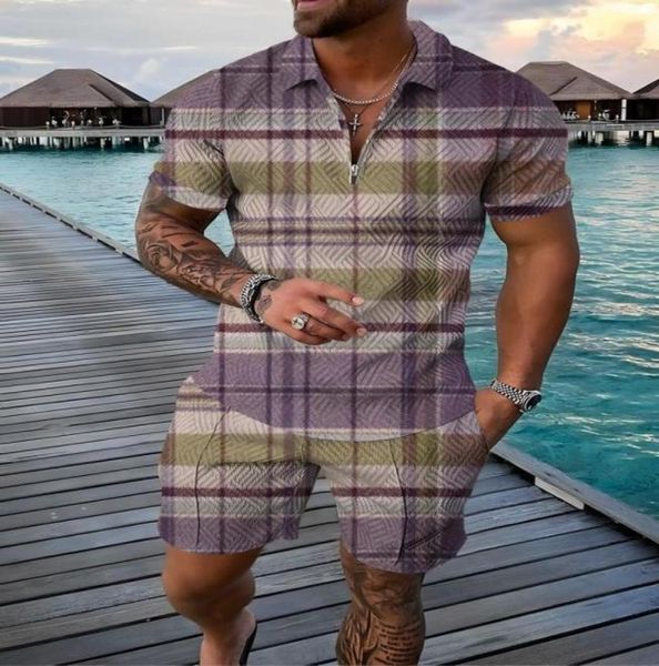 

men039s polos men39s casual shirt shorts set summer fashion tracksuit turn down collar zipper clothing sports outfits joggin1987611, White;black