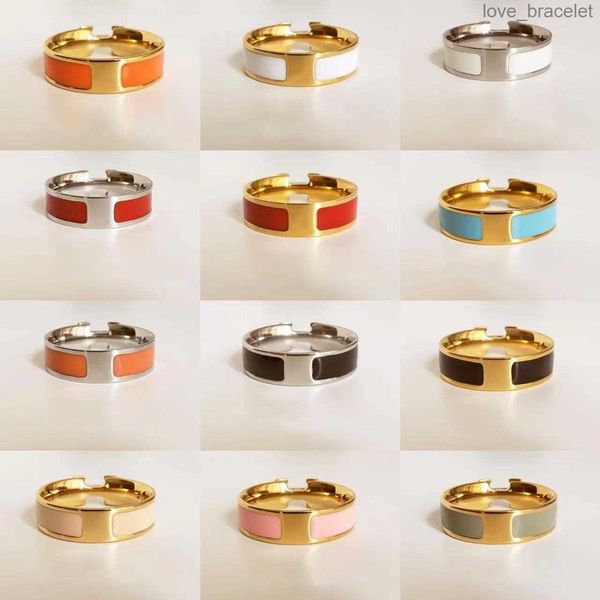 

luxury designer jewelry love ring trend stainless steel classic enamel rings couple models all-match temperament birthday christmas gift, Silver