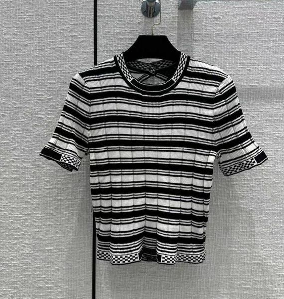 

201 2023 spring women039s sweaters brand same style short sleeve crew neck t shirt black pink sweater women clothes xue3369032, White;black