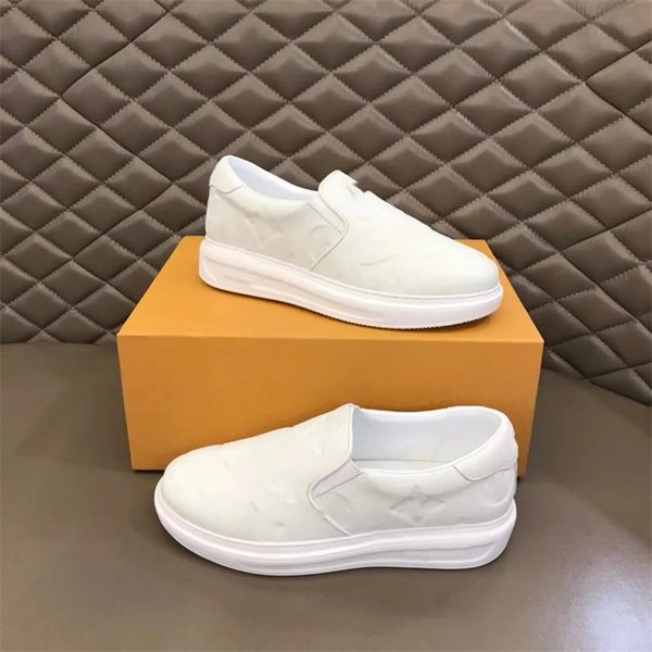 

hills sneaker casual slip on shoes calf leather printed flower pattern men designer brand luxury shoe embossed sneakers trainer, Black