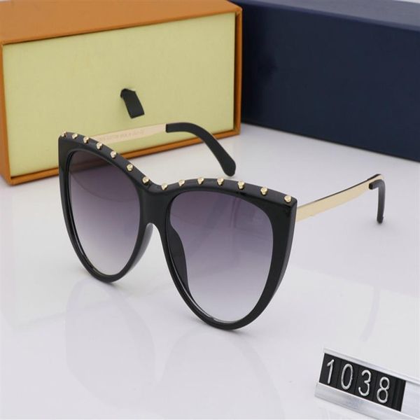 

luxury designer brand rivets sunglasses 1038 cat eye rimless womens fashion glasses anti-uv400 simple atmosphere style eyewear279p, White;black