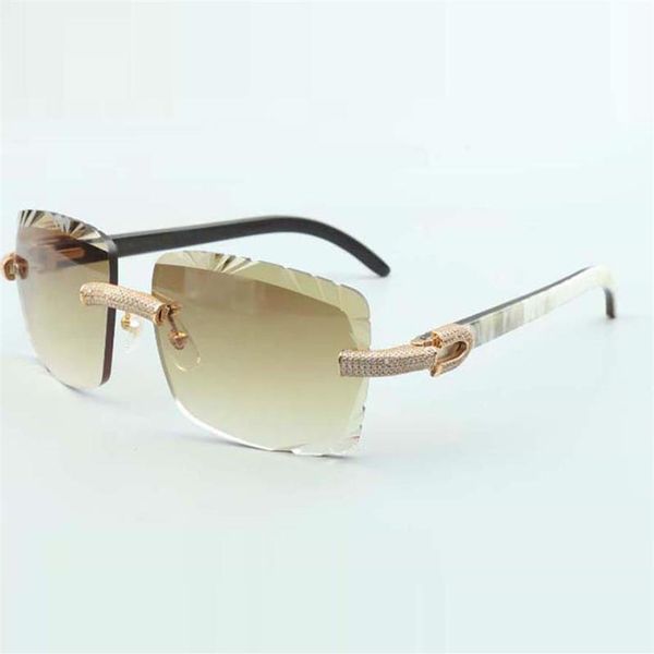 

micro-paved diamonds buffs sunglasses 3524020 with hybrid buffalo horns and 58mm cuts lens298t, White;black