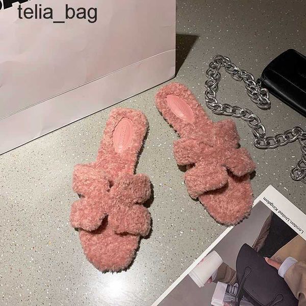 

fur sandal slippers winter hermzs ry and bear summer oran dsigner one-piece slipper shoes women designer autumn wear flat bottomed casual ne