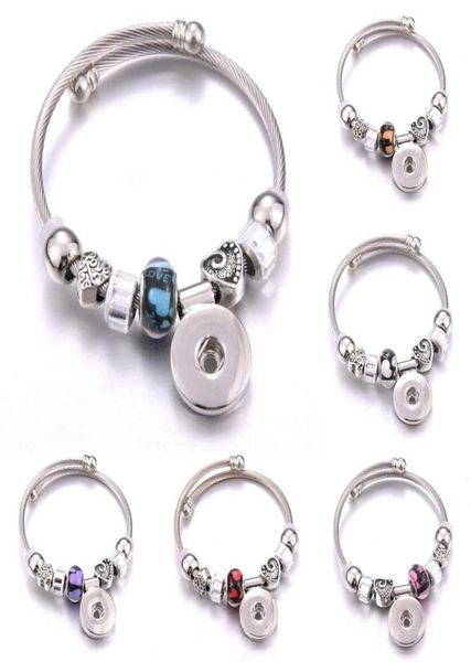 

charm bracelets elasticity snap button bracelet heart crystal bangles beads jewelry making fit 18mm buttons2591627, Golden;silver