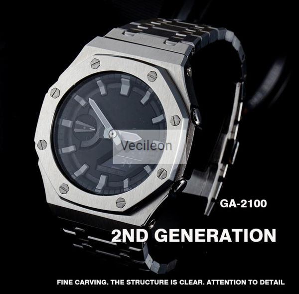 

ga2100 watchband and bezel for ga2100 watch set modification watchband bezel 100 metal 316l stainless steel with tools lj1532595, Black;brown