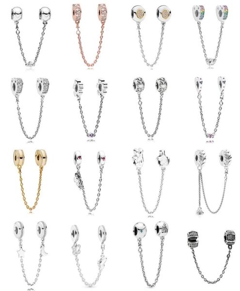 

new 2021 100 925 sterling silver796457cz embossed hearts safety chainand luxurious diy women original bracelet fashion jew elry g5811086, Black