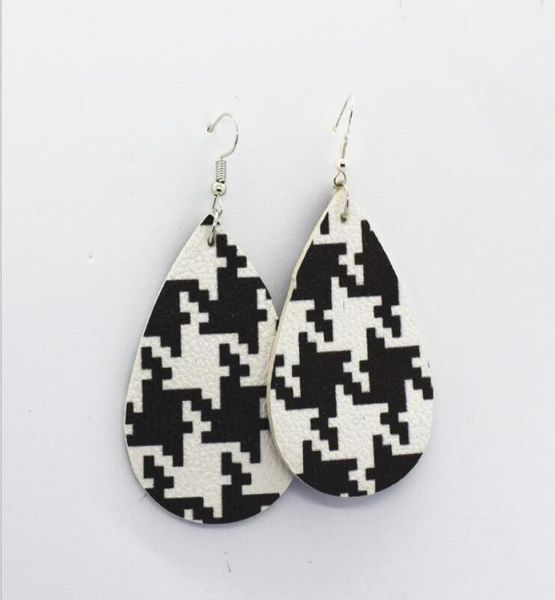 

beautiful mixed styles pu leather scottish style plaid leather drop earrings lady girls earrings whole2549899, Silver