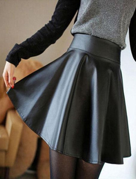 

skirts high waist faux leather mini skirt women fashion jupe femme2000766, Black