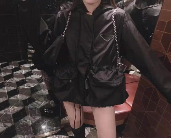 

women jacket hoodie autumn spring style slim for lady jackets outwear terry quality coat windbreaker with belt bag button classica1603864, Black;brown