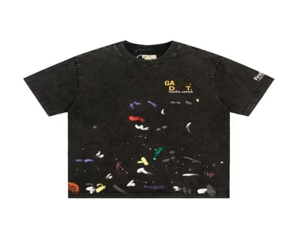 

men039s tshirts heavy industry yes depte ink splashing graffiti washing water short sleeve high street fog loose round n6707846, White;black