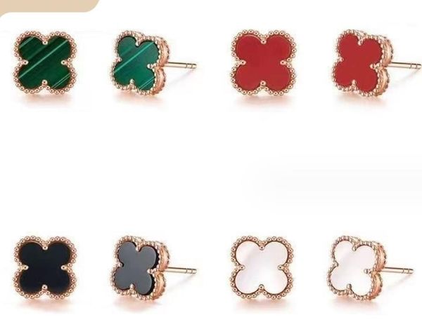 

designer earring classic four leaf clover earring stud multiple colors earring luxury designer jewelry for women valentine day gift for girl, Golden;silver