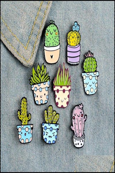 

pins brooches jewelry cartoon cactus brooch cute mini plant pot enamel women denim jackets lapel pins hat badges kid badge drop de4831141, Gray