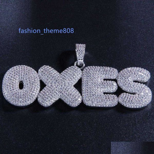 

pendant necklaces ling hip hop az custom necklace fl zircon bubble letter 18k real gold plated jewelry drop delivery pendants dhwey, Silver