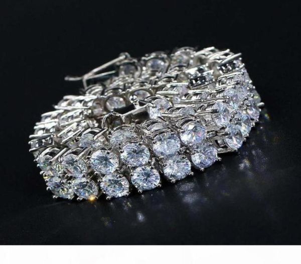

designer bracelet hip hop jewelry mens bracelets pour hommes diamond tennis chain iced out luxury bangles hiphop charm rapper love9368847, Golden;silver