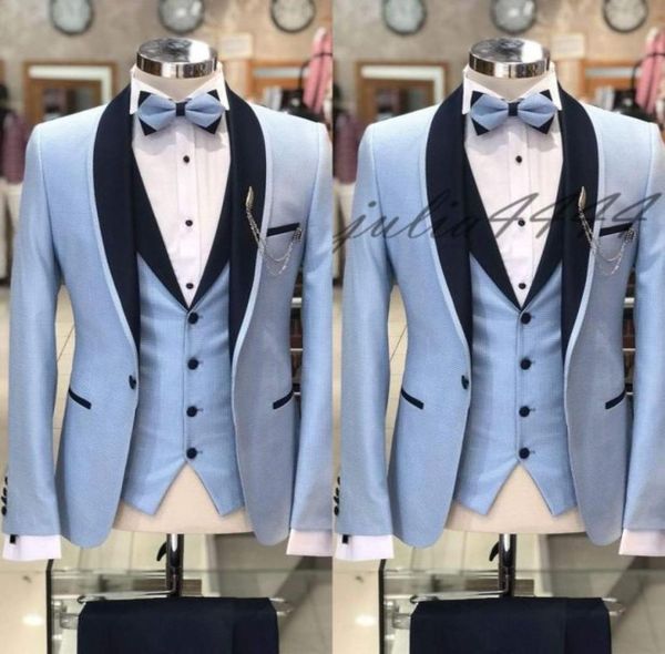 

2019 mens suits slim fit three pieces groomsmen wedding tuxedos for men black shawl lapel formal prom suit jacketpantsvest5461135, Black;gray