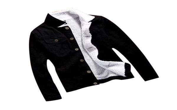 

winter denim jacket women fleece lining jeans coat fashion solid long sleeve d907257540264, Black;brown