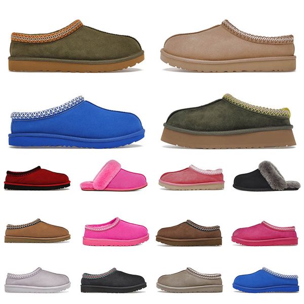 

snow boots tasman slippers chestnut fur slides sheepskin shearling tazz mules women men ultra mini platform boot slip-on shoes suede upper f, Black