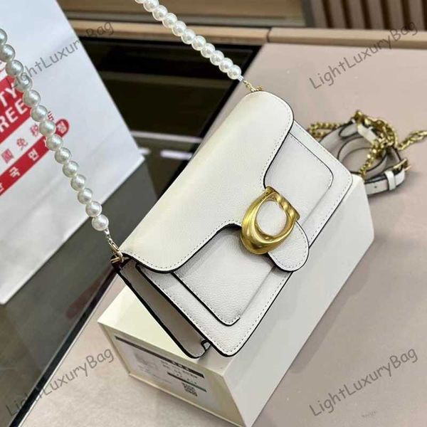 

light luxury pearl strap shoulder bag designer crossbody bags for women mini cowhide evening bag classic female purses with chain strap 2308