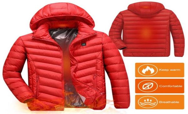 

4xl electric heating cotton coat men women usb charging heated jacket w removable hood for camping fishing snowboarding skiing301z3964865, Blue;black