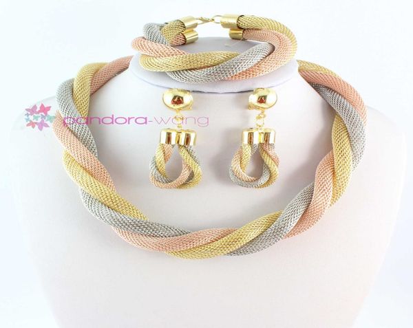 

brand new indian necklace bracelet earrings jewelry set three colors gold plated chunky wedding jewellry sets2766943, Black