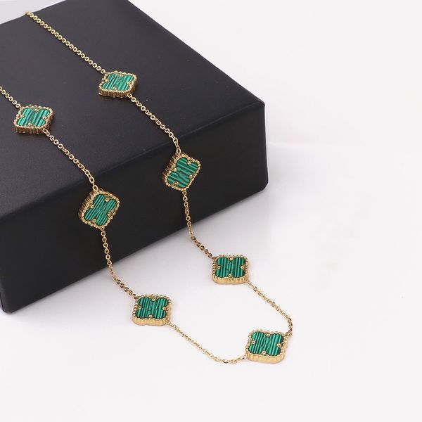 

seiko version designer jewelry trendy for women 4 four leaf 7 10 flower chain necklace gold plated titanium steel 1cm width 2 sided inlaid s, Silver
