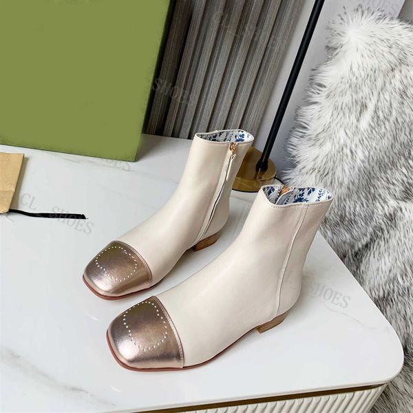

designer boot autumn winter women ankle boots womens interlocking boot with 3cm high casual shoes girls leather size 35-40, Black