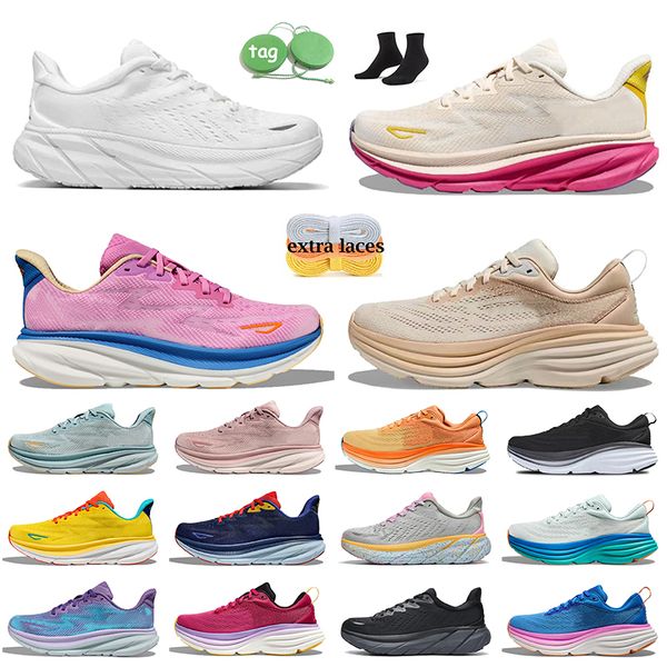 

hoka clifton 9 runners designer casual shoes bondi 8 hokas cliftons 8 triple white on cloud floral people mesh mens trainers women fashion s, Black
