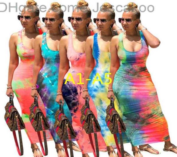 

summer tie dye print long dress backless bandage maxi dresses sleeveless vintge vestidos beach party club outfits sundress pl1352796, Black;gray