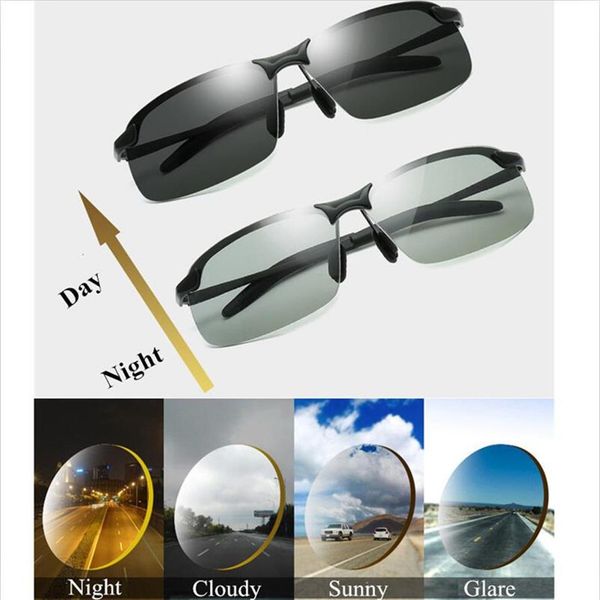 

pochromic sunglasses men polarized driving chameleon glasses change color sunglasses hd day night vision driving eyewear black 244z, White;black